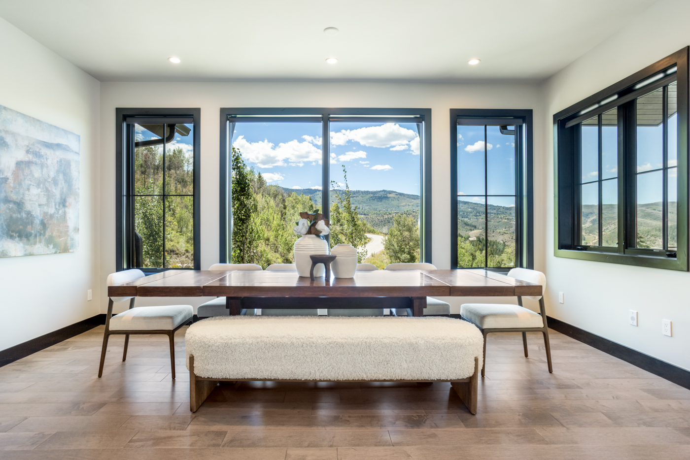 Dining area with walls of glass