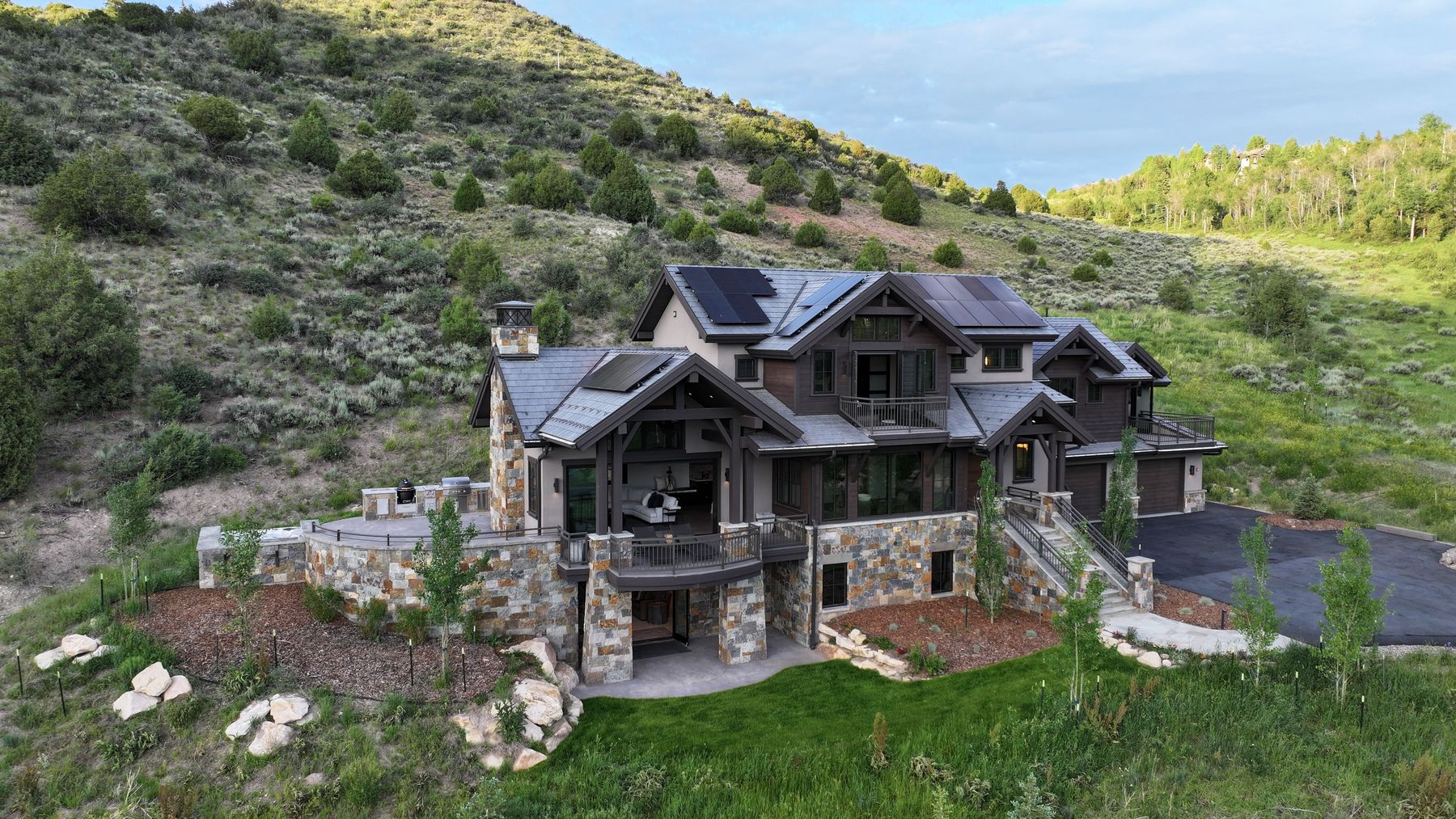 Aerial view of the terrace and outdoor living